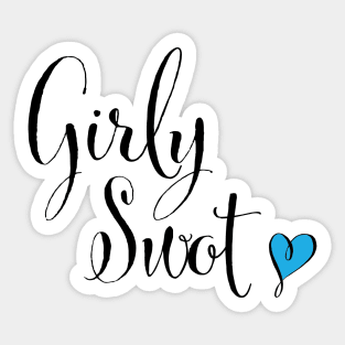 Girly swot (blue heart) Sticker